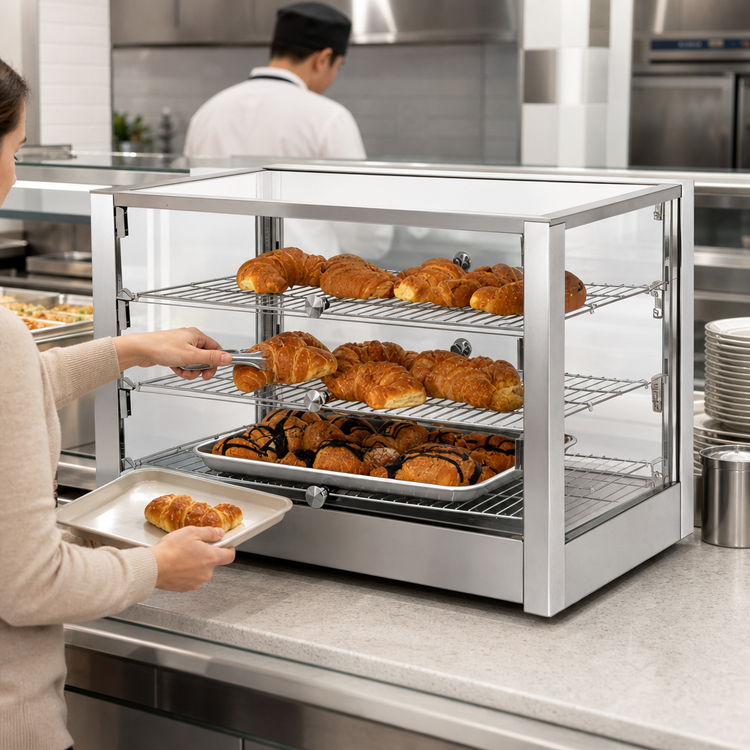 Product image #3 for Omcan Countertop Hot Food Display Warmer, Full/Self-Service, 115 L, Stainless Steel and Glass
