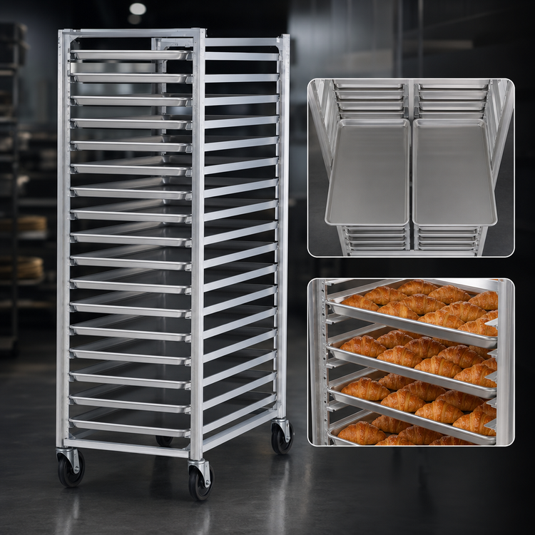 Product image #3 for Carter-Hoffmann O8622 Double Width Fixed Angle Aluminum Pan Rack, 22 18" x 26" Tray Capacity