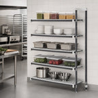 Thumbnail image #3 for Cambro Camshelving® Elements EXA184872V5480 5-Tier Vented Polymer Shelving Add-On Unit, 18 x 48 x 72 Inches, Speckled Gray