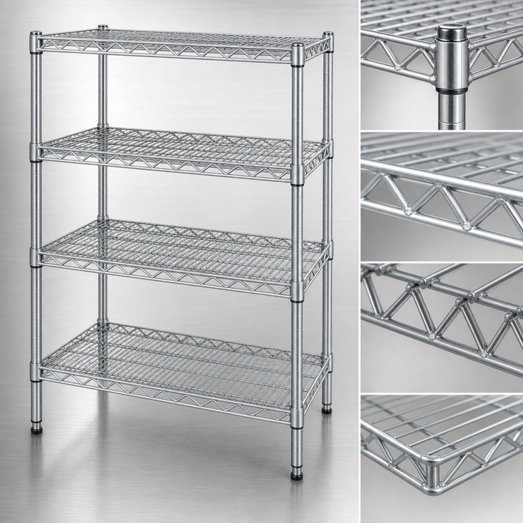 Product image #3 for EAGLEbrite 4-Tier Stationary Starter Wire Shelving Unit, 36"W x 24"D x 63"H, Zinc Finish