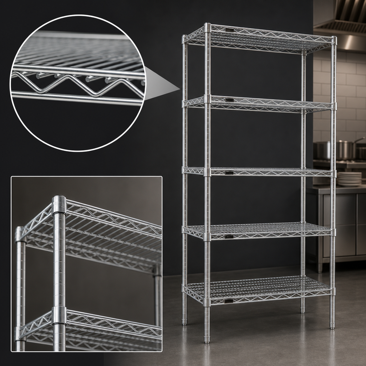 Product image #3 for EAGLEbrite 5-Tier Stationary Starter Wire Shelving Unit, 60W x 21D x 86H, Zinc Finish