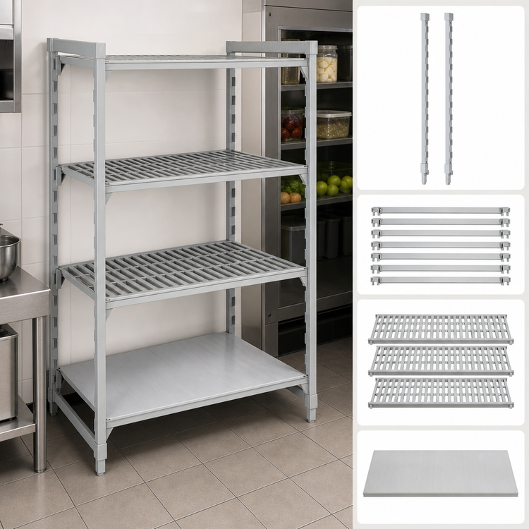 Product image #4 for Cambro Camshelving Premium 4-Tier Stationary Starter Polymer Shelving Unit, 18 x 24 x 64 Inches, Vented and Solid