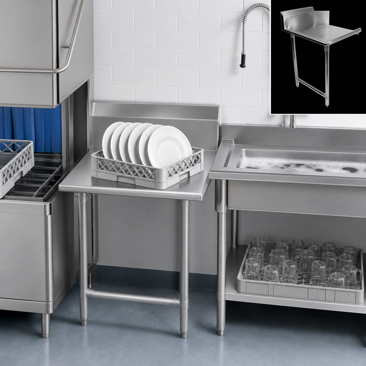 Product image #3 for BK Resources 26-Inch Right-to-Left Straight Clean Dish Table with 10-Inch Backsplash