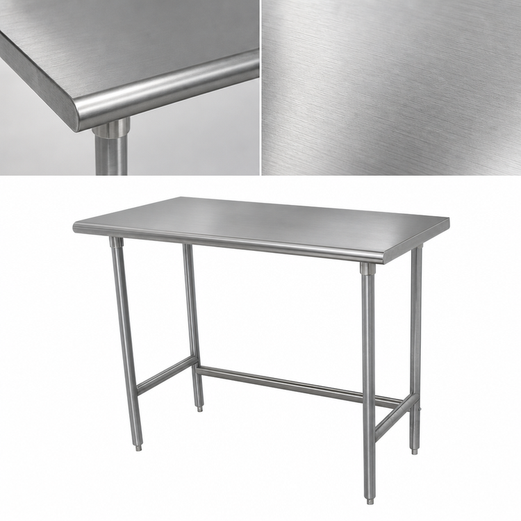 Product image #3 for Advance Tabco 30" x 24" 16-Gauge 430 Stainless Steel Flat Top Open Base Work Table