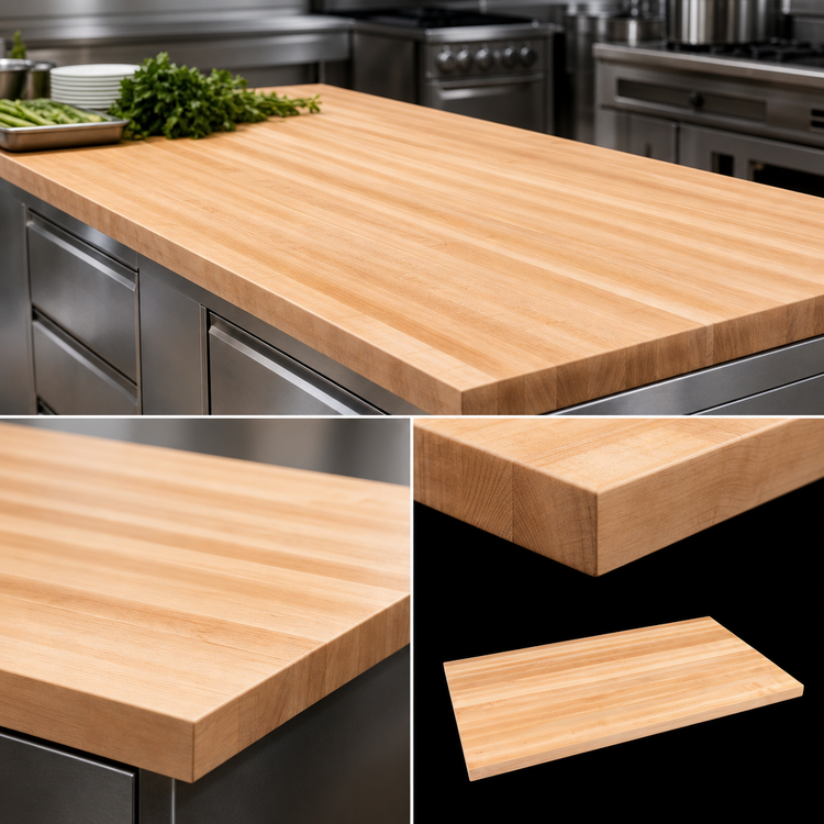 Product image #3 for John Boos Boos Block 96-Inch x 30-Inch x 2-1/4-Inch Edge Grain Maple Kitchen Countertop, Varnique Finish