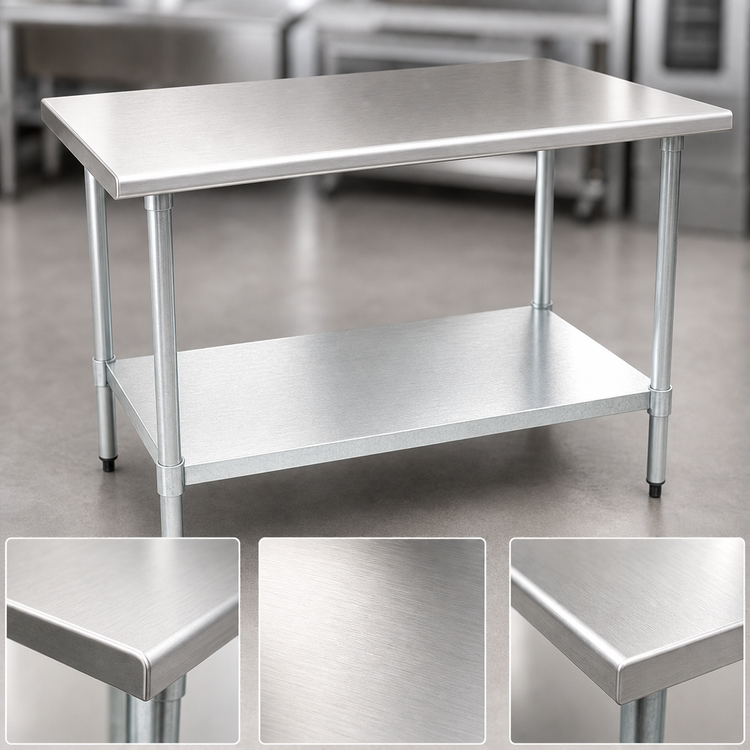 Product image #3 for BlendPort Deluxe Series Flat Top Stainless Steel Work Table with Galvanized Base, 30 x 24 Inches
