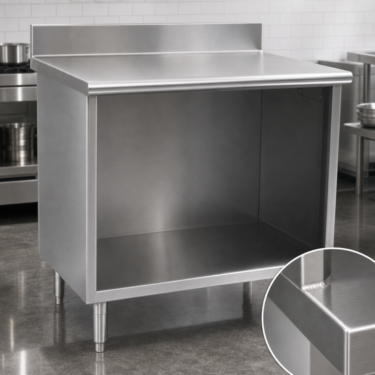 Product image #3 for Eagle Spec-Master 60-Inch x 24-Inch Open Front Stainless Steel Worktable with 4-1/2-Inch Backsplash