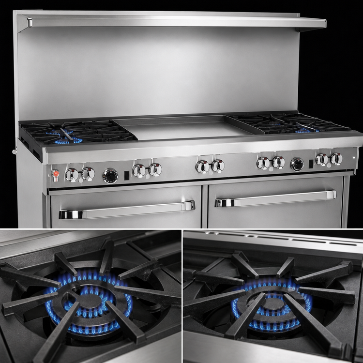 Product image #3 for Southbend Ultimate 60-Inch Commercial Gas Restaurant Range with 2 Open Burners, 48-Inch Griddle, Convection Oven and Cabinet Base