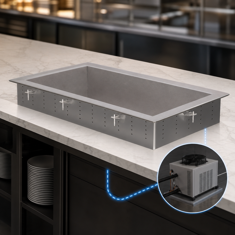 Product image #3 for Vollrath 36441R Remote Refrigerated 2-Pan Drop-In Cold Well, 8" Deep, Full-Size 12" x 20" Compatible