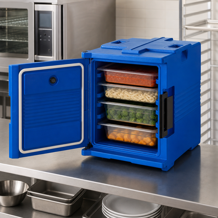 Product image #4 for Cambro Ultra Pan Carrier UPC400 Non-Electric Front-Loading Insulated Food Pan Carrier, 60 Qt, Navy Blue