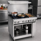 Thumbnail image #3 for Imperial (Middleby) Pro Series IR-2-G24-XB 36-Inch Gas Restaurant Range with 2 Open Burners, 24-Inch Griddle, Open Cabinet Base