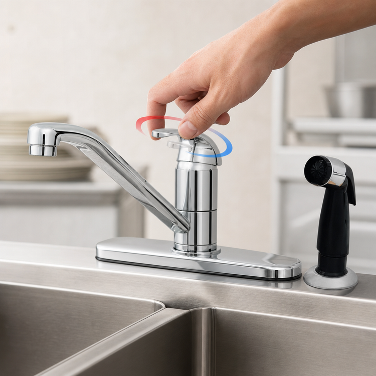 Product image #3 for T&S Brass Single-Lever Deck-Mounted Manual Faucet with 9-Inch Spout and Side Spray