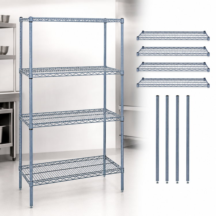 Product image #3 for Quantum 36"W x 30"D x 74"H Stationary Wire Shelving Starter Kit, Gray Epoxy Antimicrobial Finish