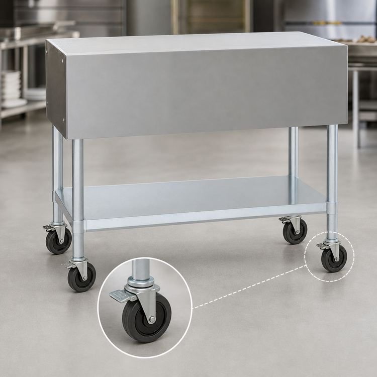 Product image #3 for Mobile Stainless Steel Utility Serving Counter with Open Base and Undershelf, 66 Inch x 22-1/2 Inch