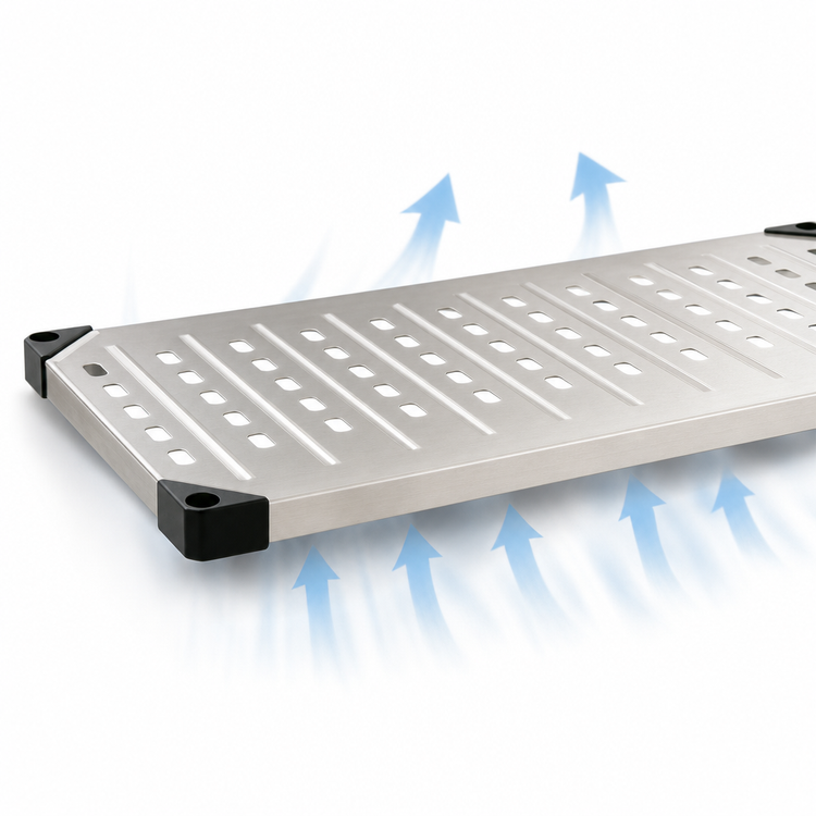 Product image #3 for Metro Super Erecta 42-Inch x 18-Inch Louvered/Embossed Stainless Steel Shelf with Raised Ship's Edge