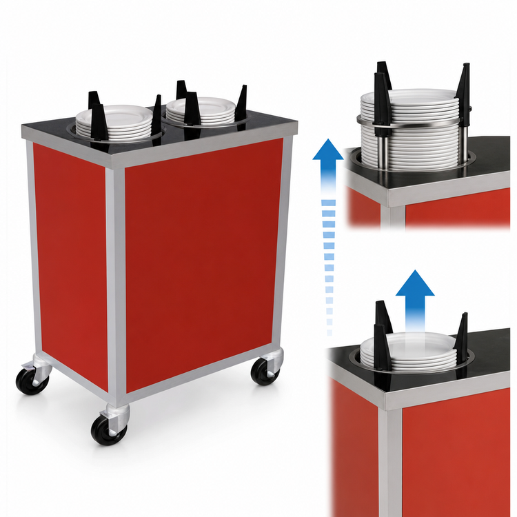 Product image #3 for Atlas Metal MEPD3H-10-1/8 Heated Mobile Plate Dispenser, 10 1/8" Diameter, 3-Tube