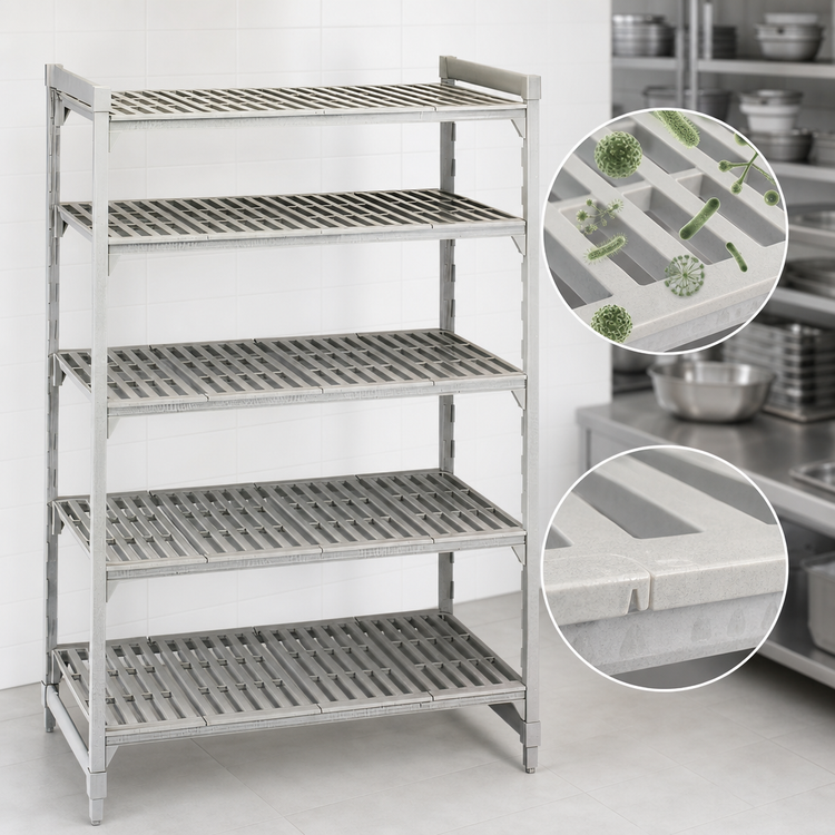 Product image #4 for Cambro Camshelving Premium 5-Tier Vented Stationary Starter Unit, 18 x 42 x 72 Inches, Speckled Gray