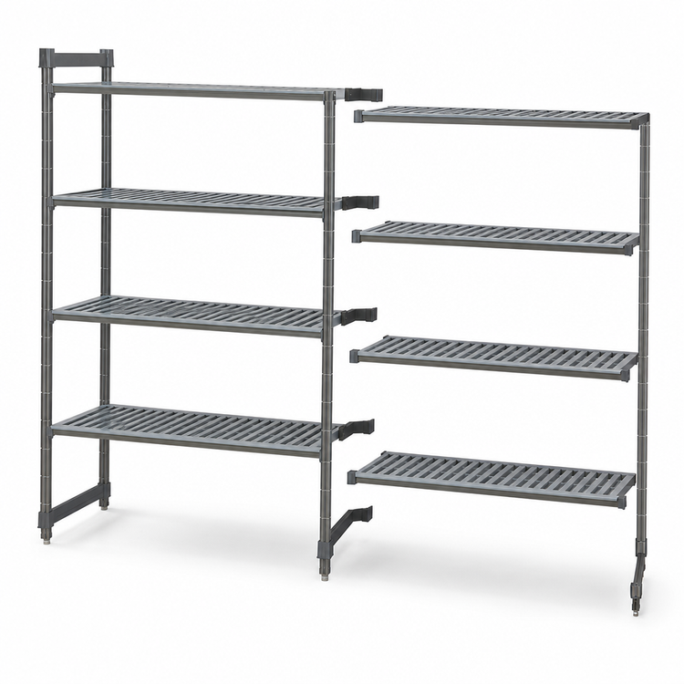 Product image #3 for Cambro Camshelving Basics Plus 5-Tier Louvered Polymer Add-On Shelving Unit, 21 x 36 x 84 Inches, Brushed Graphite