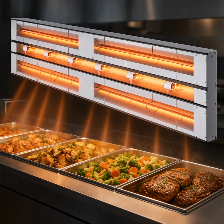 Product image #3 for Hatco Glo-Ray 48-Inch Max Watt Unlighted Aluminum Dual Infrared Strip Heater, 3-Inch Spacer, 2600 Watts