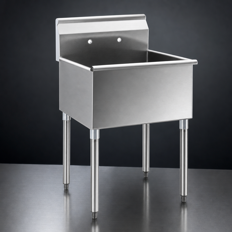 Product image #3 for Eagle Group One-Compartment Square-Corner Utility Sink, 304 Stainless Steel, No Drainboards, 25-3/8"W x 22"D