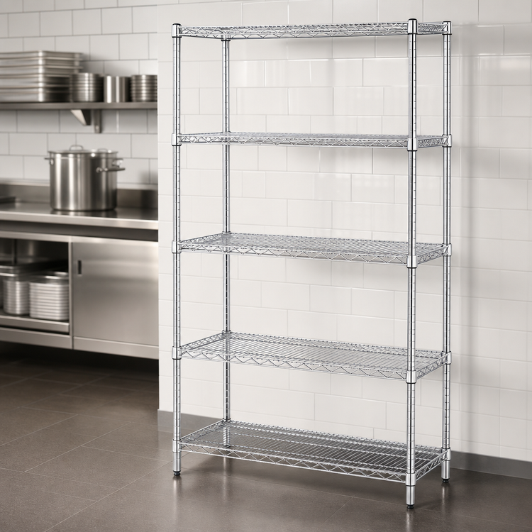 Product image #3 for Quantum 5-Shelf 36"W x 14"D x 63"H 304 Stainless Steel Wire Shelving Starter Kit
