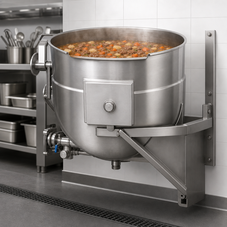 Product image #3 for Legion TWWT-100 100-Gallon Direct Steam Tilting Wall-Mount Steam Kettle