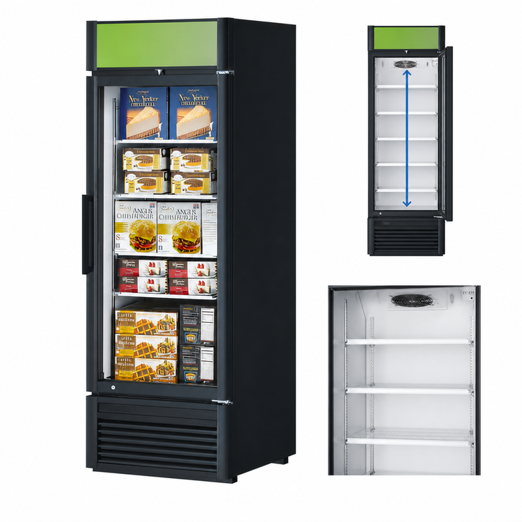 Product image #4 for Turbo Air Super Deluxe One-Section Glass Door Merchandiser Freezer, 17.99 Cu. Ft., Bottom-Mounted, Triple-Pane Heated Glass Door