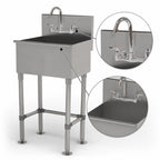 Thumbnail image #3 for Advance Tabco WSS-16-25-FM-F Freestanding Stainless Steel Service Sink, 1 Bowl, 22"W x 16"D x 12" Deep, Gooseneck Faucet