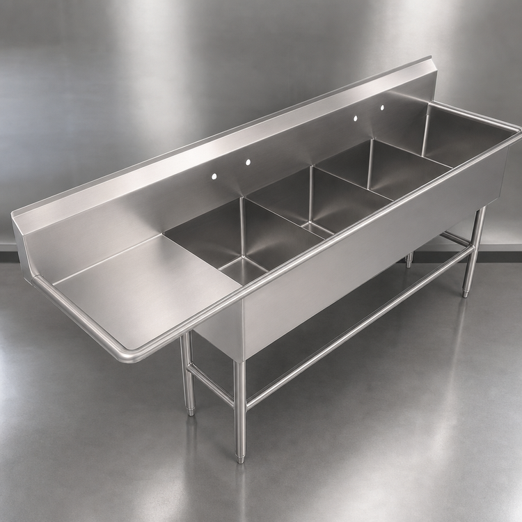 Product image #3 for John Boos Pro-Bowl 4-Compartment Sink with Left 30-Inch Drainboard, 20 x 20 x 14-Inch Compartments