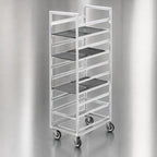 Thumbnail image #3 for Channel Manufacturing 439A Aluminum Cafeteria Tray Rack, End Load, 24-Tray Capacity, 5-Inch Swivel Casters
