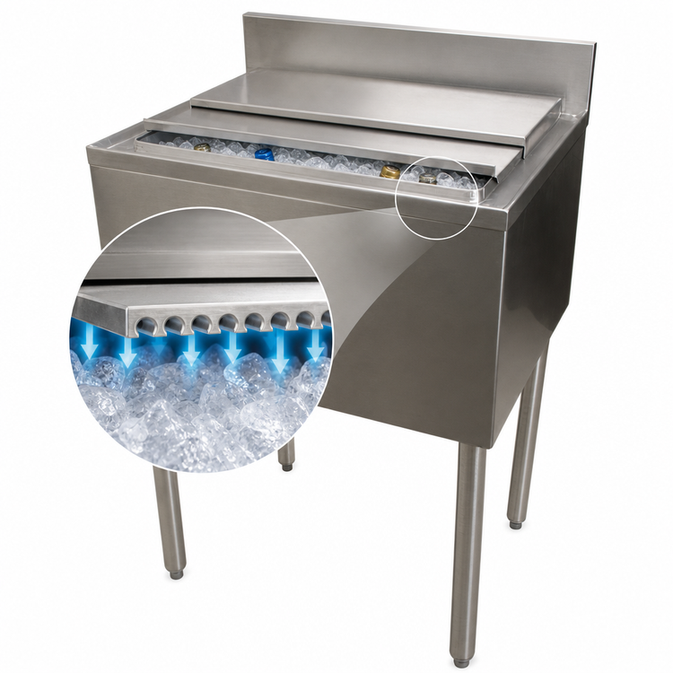 Product image #4 for BK Resources 36-Inch Insulated Underbar Stainless Steel Ice Bin with 8-Circuit Aluminum Cold Plate, 100 lb Capacity