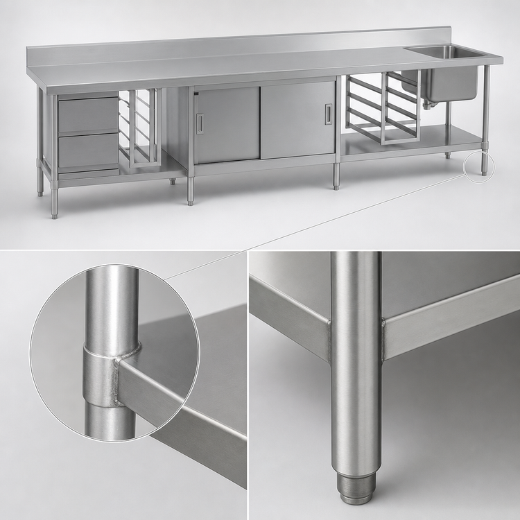 Product image #3 for Advance Tabco TA-23 Commercial Work Table with Welded Legs and Undershelf/Cross Rails