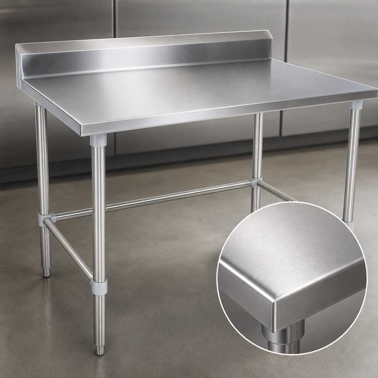 Product image #3 for John Boos Stallion 60-Inch x 30-Inch Stainless Steel Work Table with 5-Inch Backsplash and Safety Edge