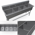 Thumbnail image #3 for John Boos Pro-Bowl 4-Compartment Freestanding Stainless Steel Commercial Sink, 69-1/8 Inch Wide