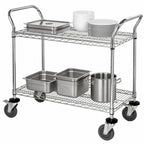 Thumbnail image #3 for Quantum WRSC-1848-2 48 x 18 Inch 2-Shelf Stainless Steel Wire Utility Cart, 1200 lb. Capacity, Dual U-Handles