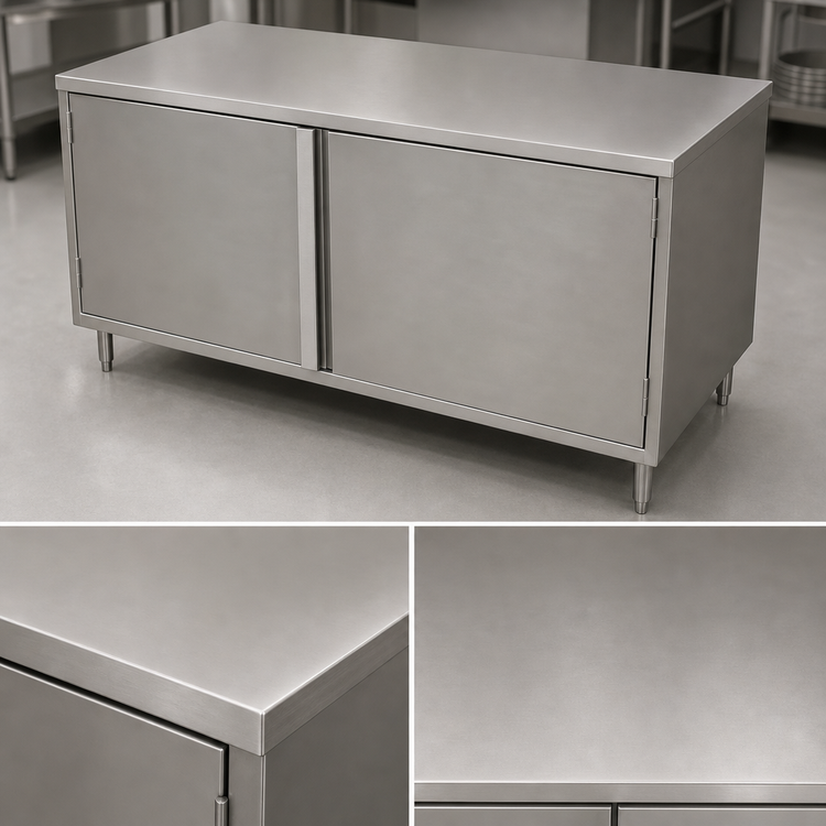 Product image #3 for BK Resources 72-Inch x 24-Inch Stainless Steel Chef Table Cabinet Base with Hinged Doors