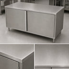 Thumbnail image #3 for BK Resources CST-2472H 72-Inch x 24-Inch Stainless Steel Chef Table with Enclosed Cabinet Base and Hinged Doors