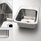 Thumbnail image #3 for BK Resources DDI-0909524 Single-Compartment Drop-In Stainless Steel Sink, 9 x 9 x 5-Inch Bowl, 4-Inch O.C. Faucet Holes