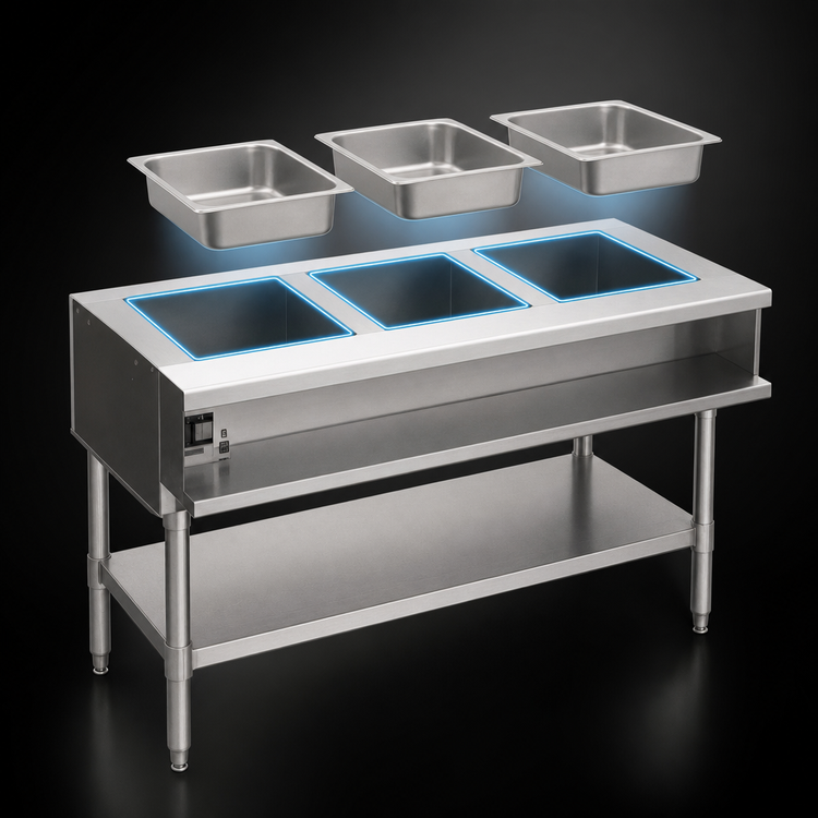 Product image #3 for Eagle Group AWT3-NG Water Bath Hot Food Table, 48-Inch, Open Base, Natural Gas, 3 Openings