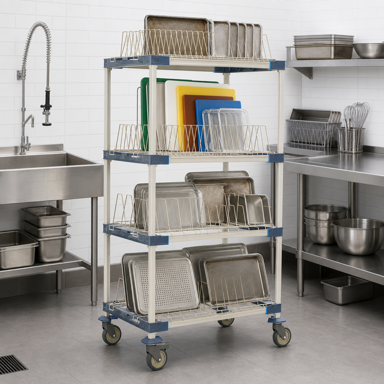 Product image #4 for MetroMax 4 36-Inch Wide 4-Tier Mobile Drying Rack Unit for Trays, Cutting Boards, Sheet Pans and Steam Pans