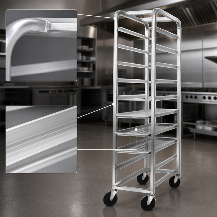 Product image #3 for Mobile All-Welded Aluminum End-Load Platter Rack, 9-Platter Capacity
