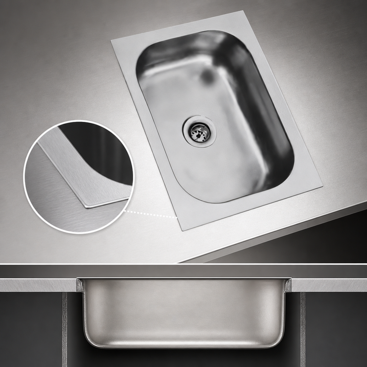 Product image #3 for Eagle Group Weld-In One-Compartment Stainless Steel Sink with 12 x 20 x 6-1/2 Inch Bowl and 2-Inch Drain
