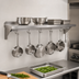 Thumbnail image #3 for John Boos Stallion Wall-Mount Stainless Steel Pot Rack Shelf with 9 Hooks, 108W x 18D x 13H