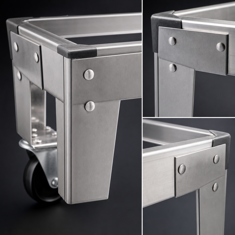 Product image #3 for Metro Made-to-Order Stainless Steel Truck Dolly Frame, 72 Inch W x 21 Inch D, Corner Bumpers