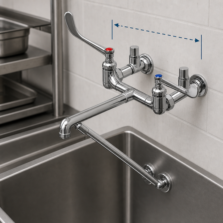Product image #3 for T&S Brass B-0664-02 Wall-Mount Service Sink Faucet, 8-Inch Centers, 12-Inch Spout, Polished Chrome