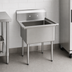 Thumbnail image #3 for BK Resources 1-Compartment Stainless Steel Sink with 15 x 15 x 14 Bowl and 9-Inch Backsplash