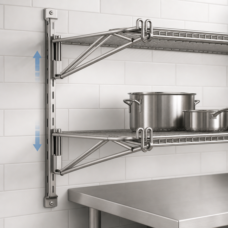 Product image #3 for Eagle Group Double Mid Shelf Bracket for Adjustable Post Wire Wall Mount Shelving, 18-Inch Deep, Stainless Steel