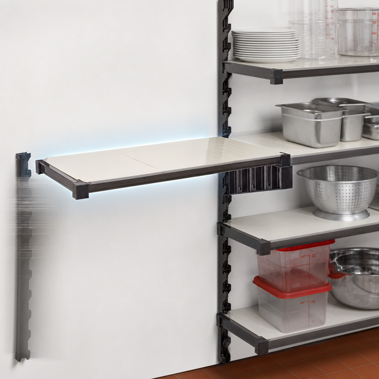 Product image #3 for Cambro Camshelving Elevation Wall Mounted Add-On Shelf Kit, 18 x 48 Inches, Solid Shelf Plates, Brushed Graphite