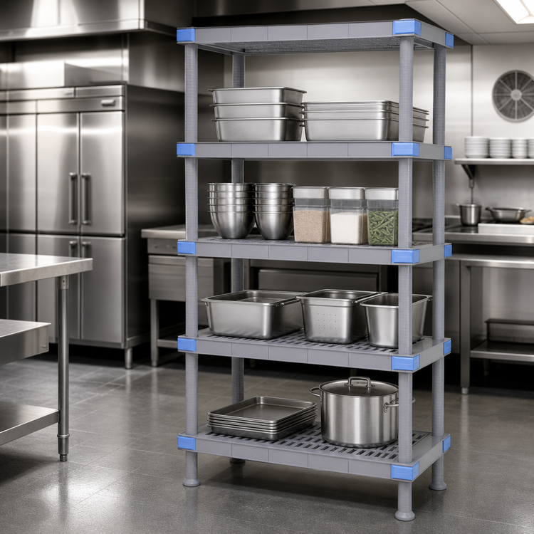 Product image #3 for Millenia 5-Shelf Gray Polymer Stationary Starter Shelving Unit, 30W x 18D x 74H