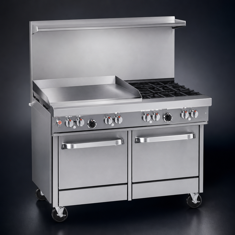 Product image #3 for Southbend Ultimate 48-Inch Gas Restaurant Range with 36-Inch Thermostatic Griddle, Convection Oven and Cabinet Base